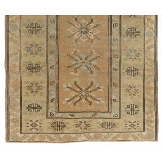 Authentic Handknotted Vintage Turkish Wool Rug with Geometric Patterned Authentic Handknotted Vintage Turkish Wool Rug with Geometric Patterned