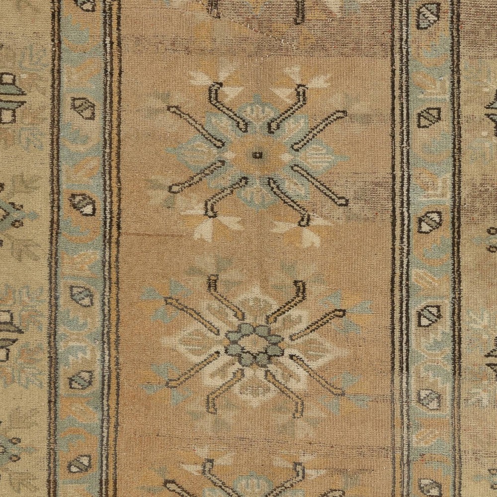 Authentic Handknotted Vintage Turkish Wool Rug with Geometric Patterned