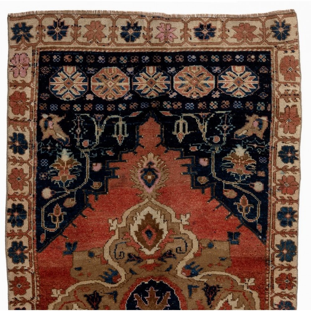 Nice Handmade Midcentury Turkish Wool Rug with Tribal Style