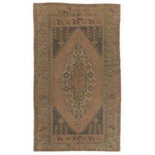 Vintage Oriental Accent Rug, Handmade Wool Carpet with Tribal Style