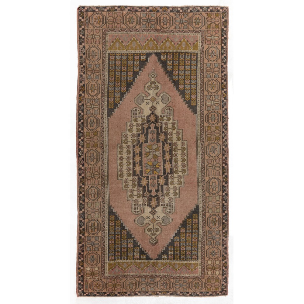 Vintage Central Anatolian Village Rug with Medallion Design, 100% Wool