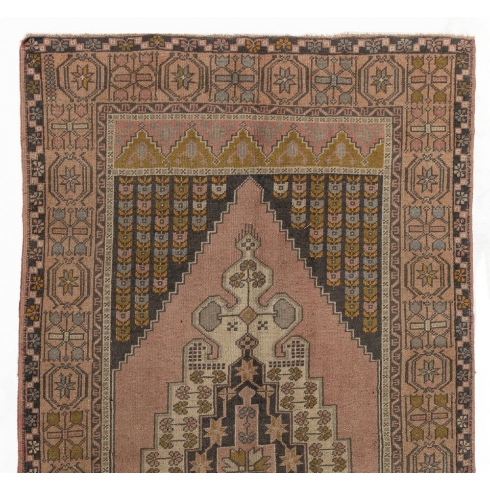 Vintage Central Anatolian Village Rug with Medallion Design, 100% Wool