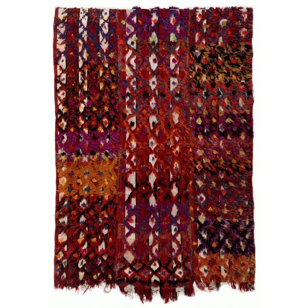 Colorful Hand-woven Vintage Central Anatolian Kilim (Flat-weave), Wall Hanging