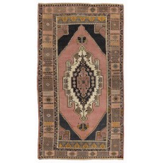 Authentic Handmade Vintage Turkish Tribal Rug with Geometric Detail