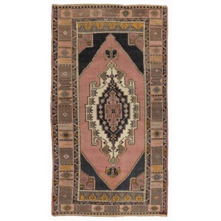 Authentic Handmade Vintage Turkish Tribal Rug with Geometric Detail