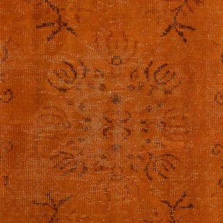 Orange Color, Overdyed Handmade Vintage Turkish Rug