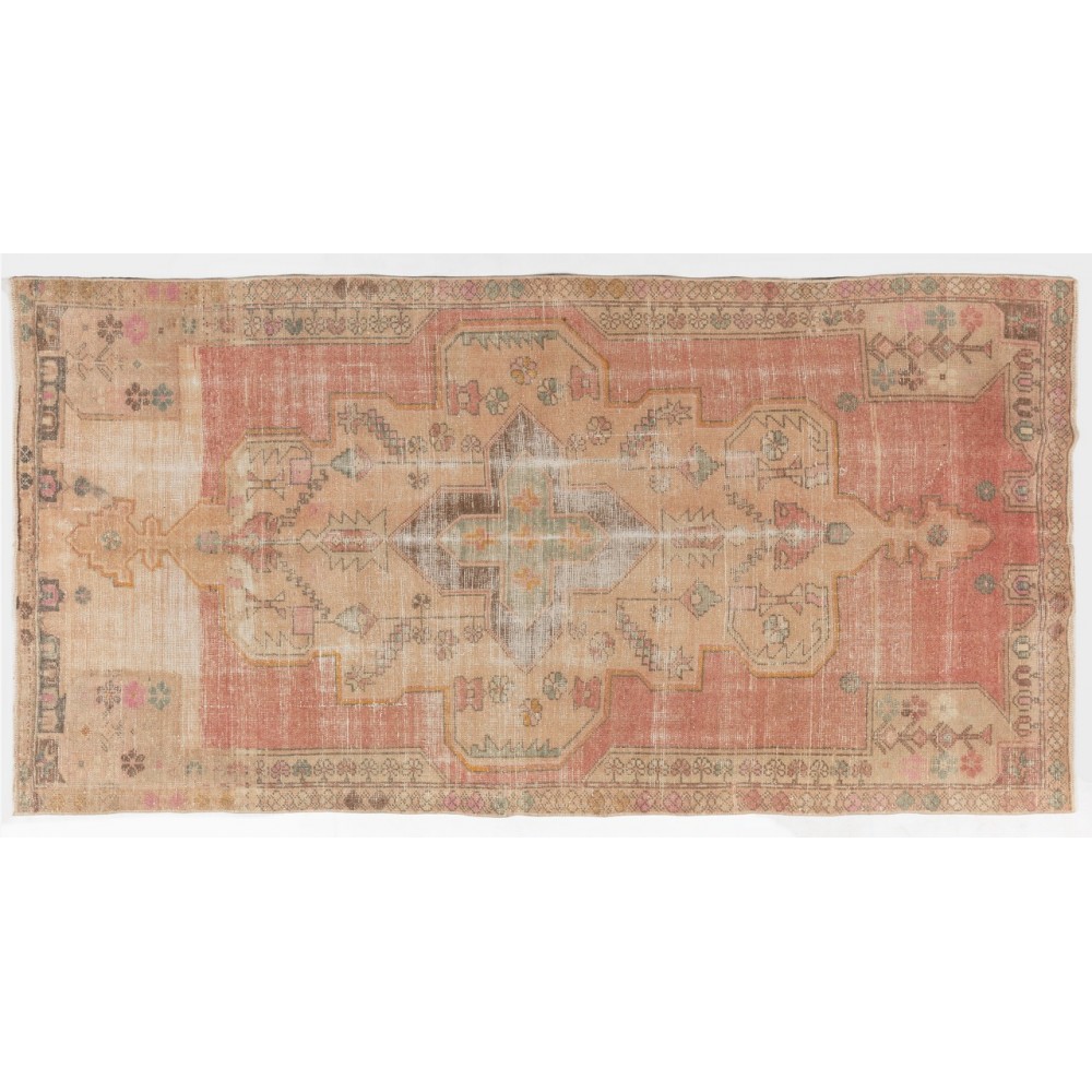 Handmade Vintage Turkish Village Rug in Soft Colors