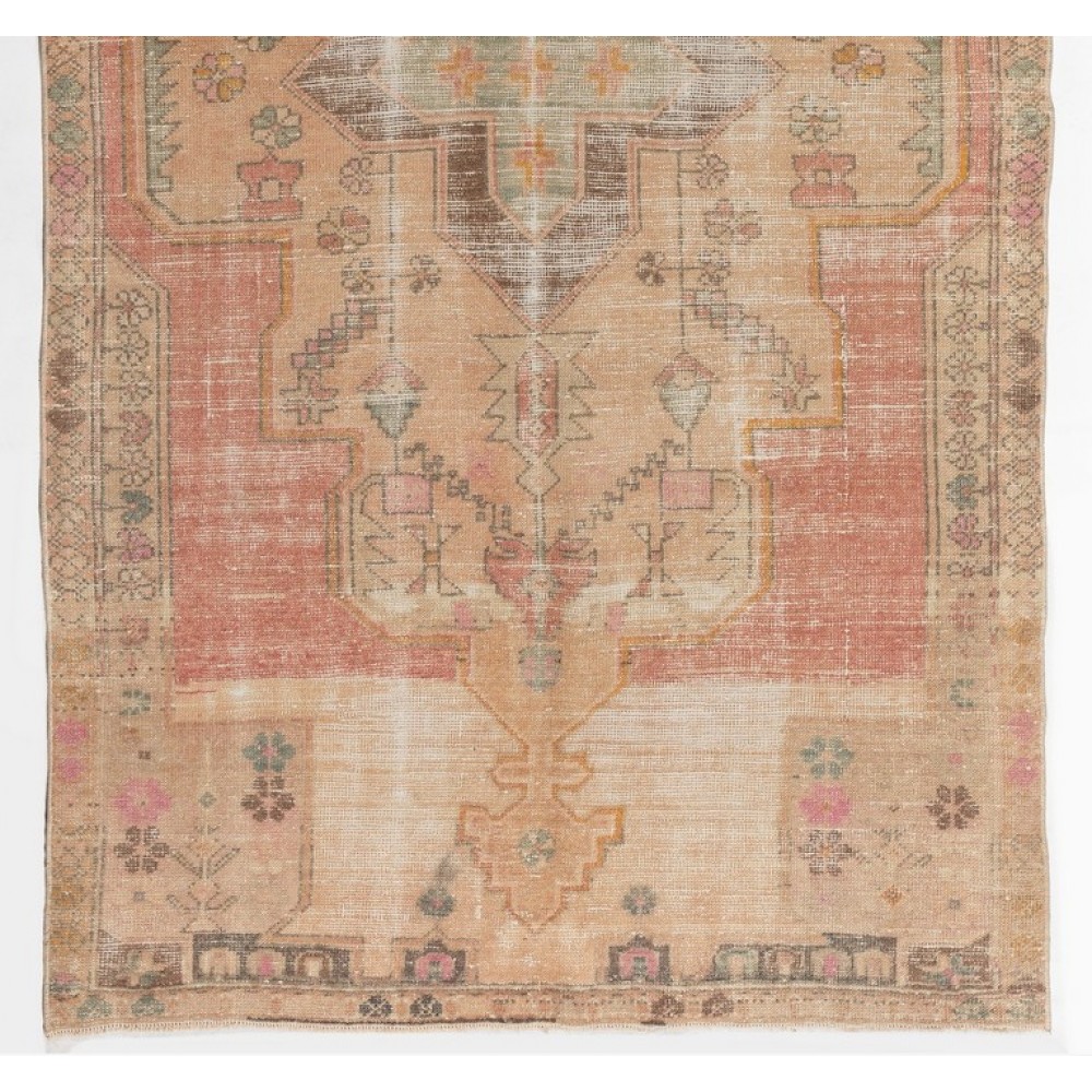 Handmade Vintage Turkish Village Rug in Soft Colors