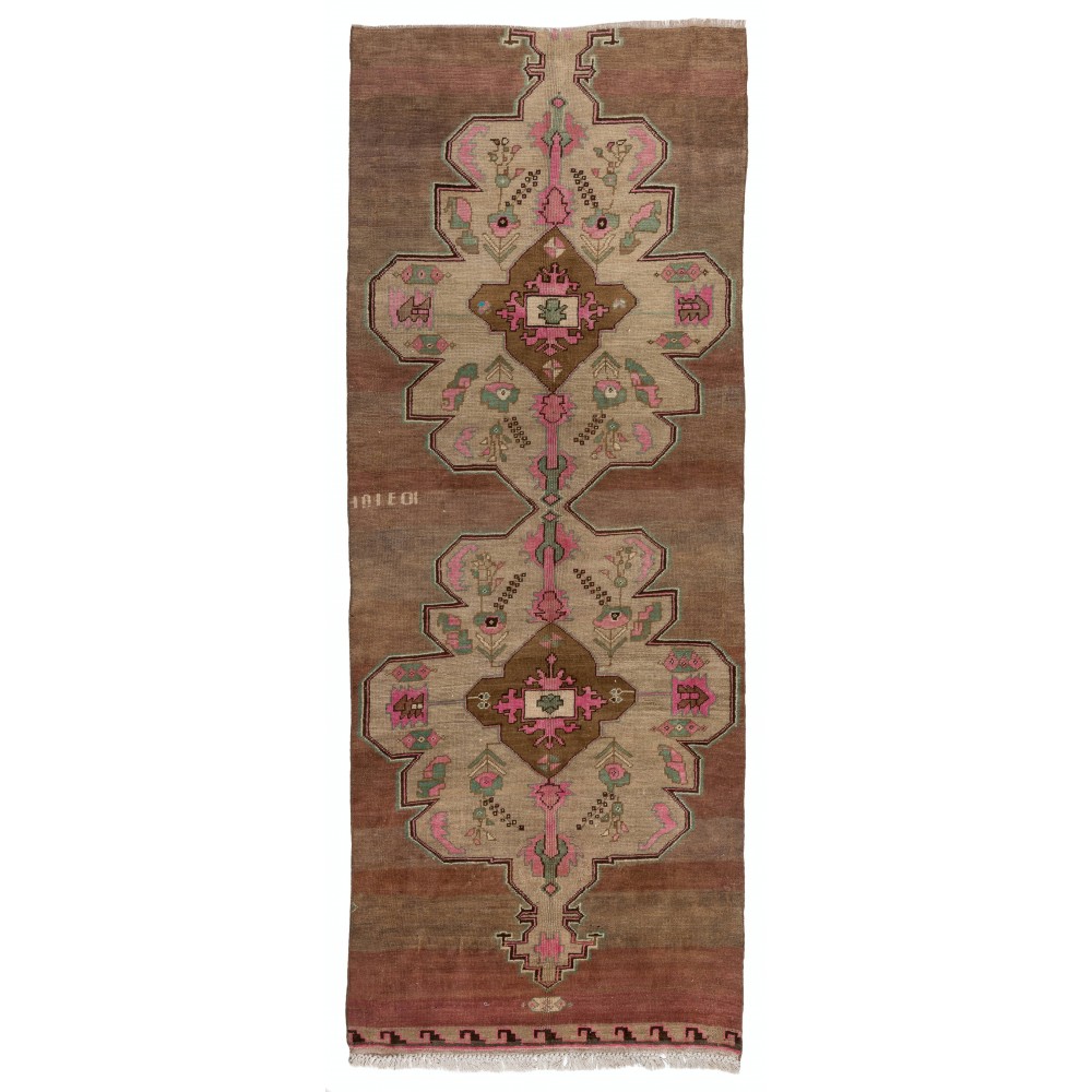 Unique Handmade Vintage Turkish Village Runner Rug