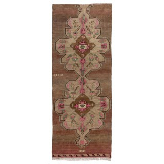 Unique Handmade Vintage Turkish Village Runner Rug