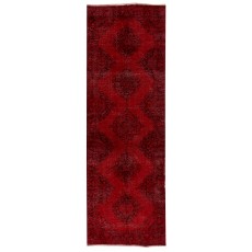 Modern Handmade Anatolian Runner Rug Re-Dyed in Red Color