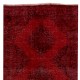 Mid-20th Century Handmade Anatolian Runner Rug Re-Dyed in Red Color