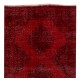Modern Handmade Anatolian Runner Rug Re-Dyed in Red Color