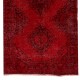 Mid-20th Century Handmade Anatolian Runner Rug Re-Dyed in Red Color Mid-20th Century Handmade Anatolian Runner Rug Re-Dyed in Red Color