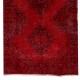 Mid-20th Century Handmade Anatolian Runner Rug Re-Dyed in Red Color