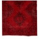 Modern Handmade Anatolian Runner Rug Re-Dyed in Red Color