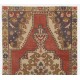 One of a Kind Vintage Hand Knotted Turkish Rug in Red with Medallion Design, 100% Wool