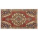 One of a Kind Vintage Hand Knotted Turkish Rug in Red with Medallion Design, 100% Wool