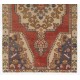 One of a Kind Vintage Hand Knotted Turkish Rug in Red with Medallion Design, 100% Wool