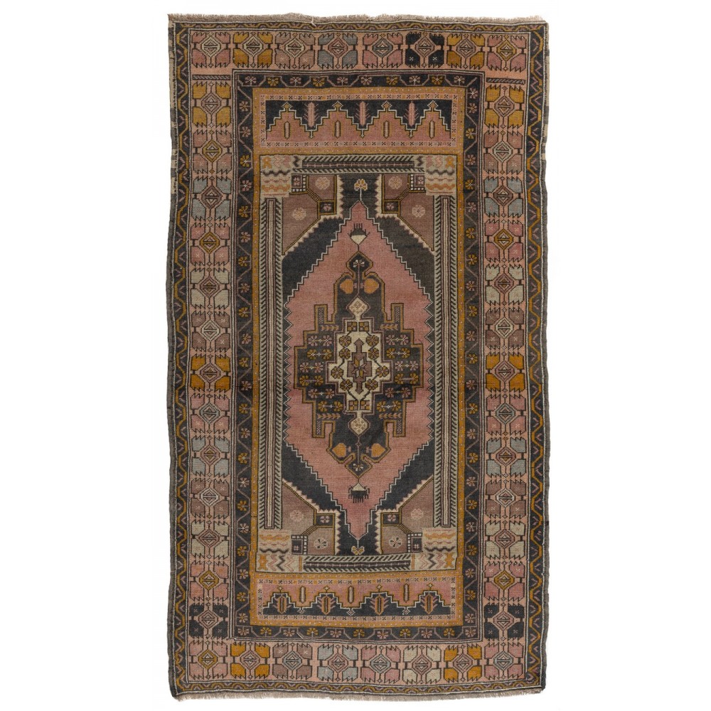 Unique Handmade Mid-20th Century Turkish Wool Rug with Tribal Style