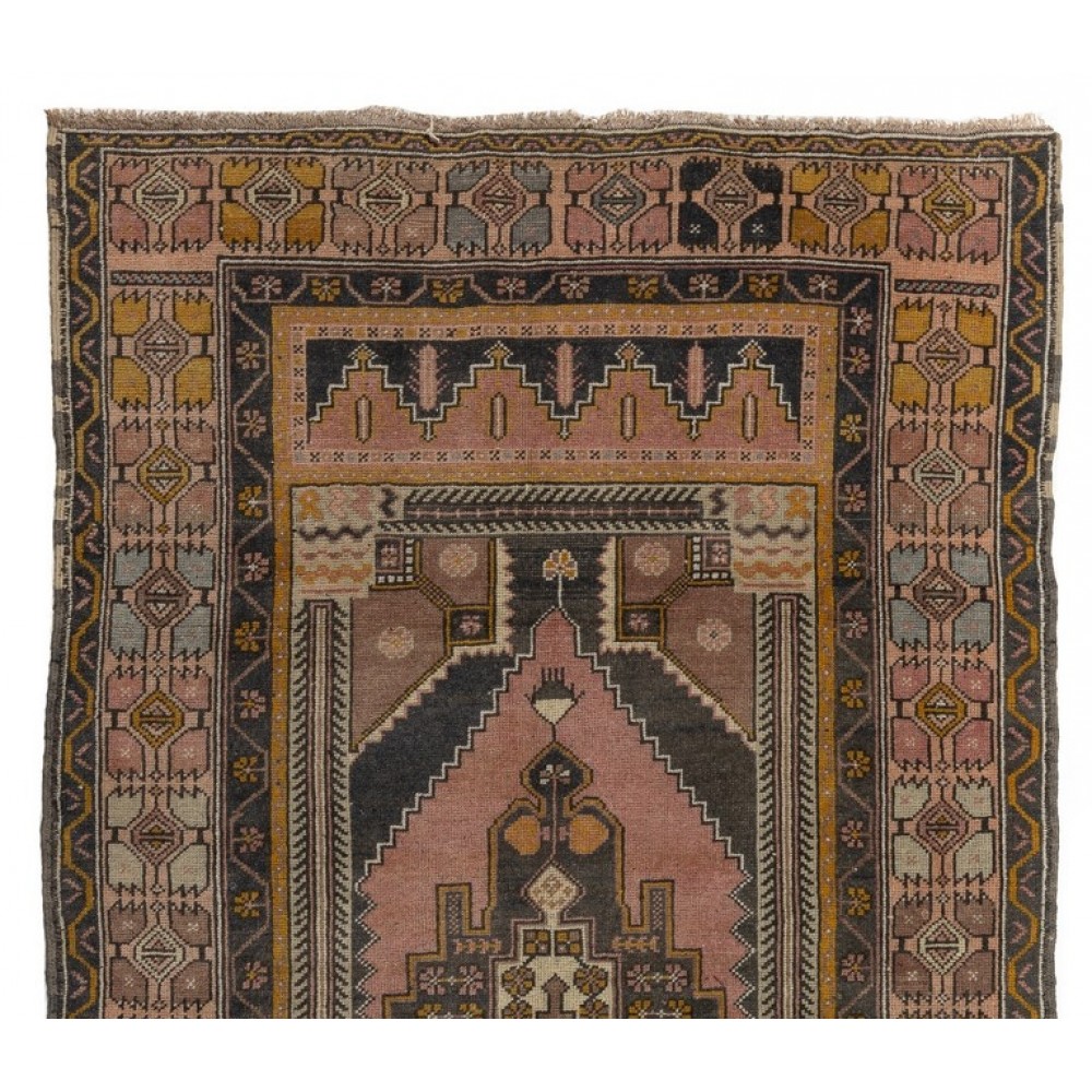Unique Handmade Mid-20th Century Turkish Wool Rug with Tribal Style