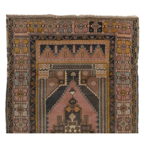 Unusual Handmade Mid-20th Century Turkish Wool Rug with Tribal Style