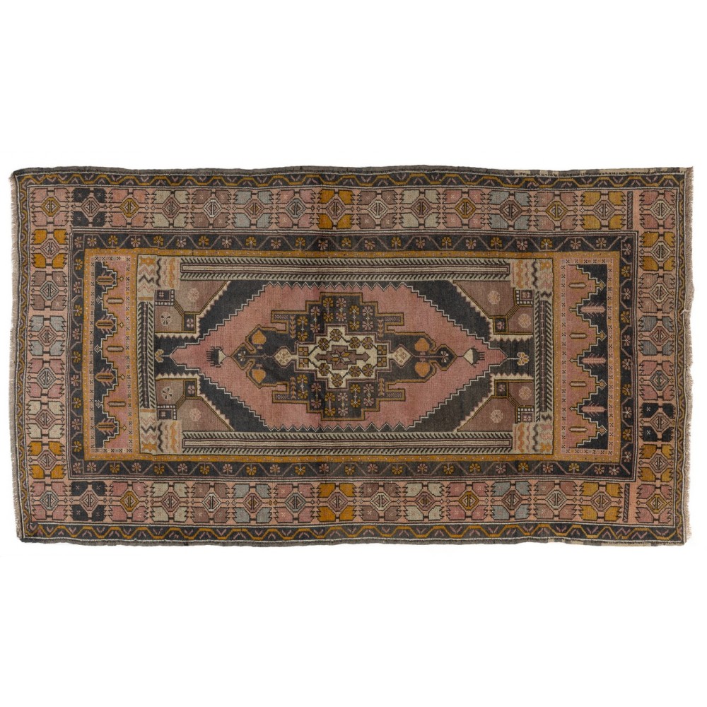 Unique Handmade Mid-20th Century Turkish Wool Rug with Tribal Style