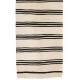 Vintage Striped Anatolian Runner Kilim in Cream and Black Colors. %100 Wool. Reversible