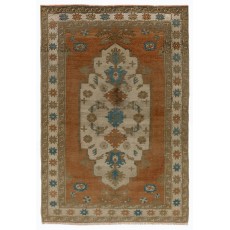 Vintage Medallion Design Central Anatolian Village Rug, 100% Wool