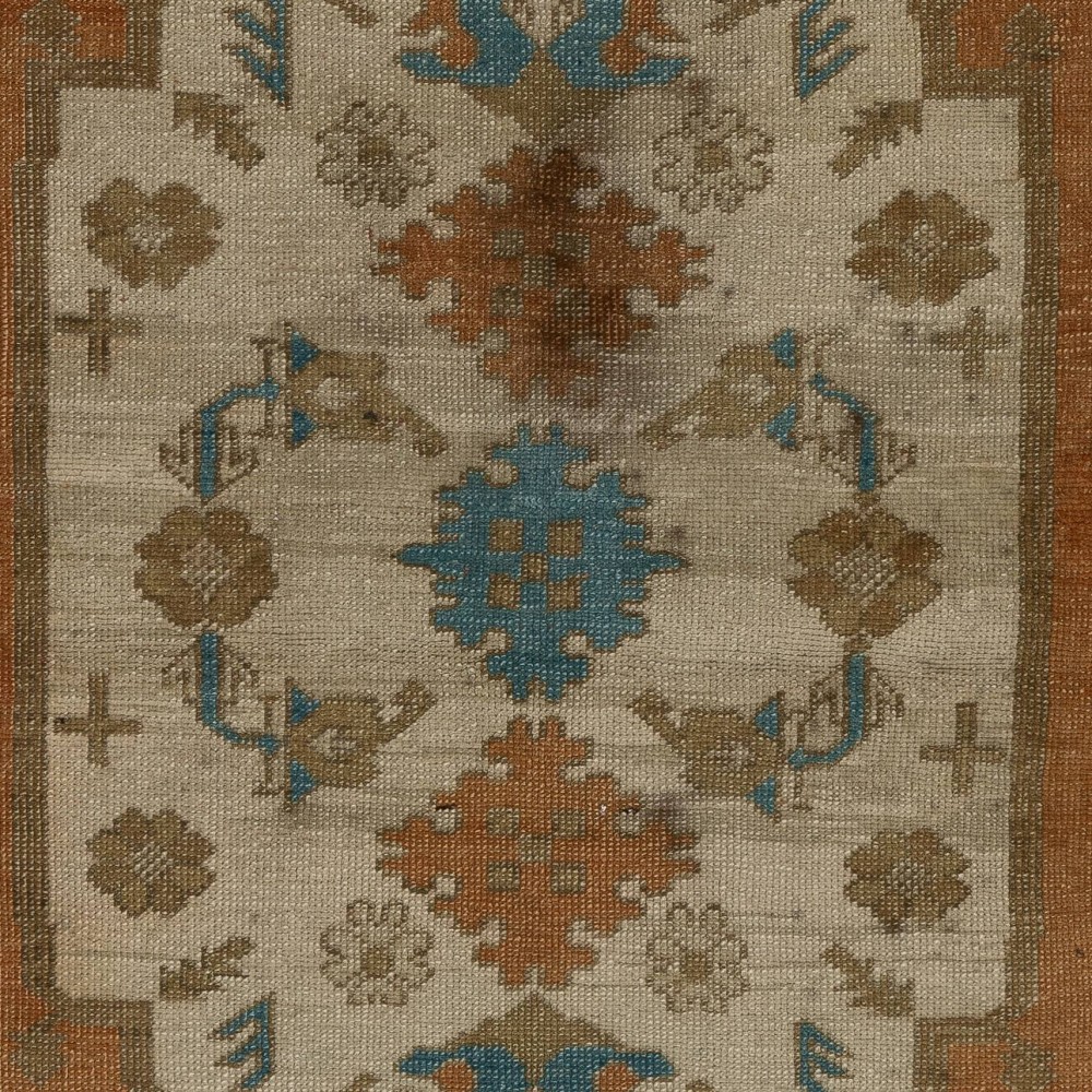 Vintage Medallion Design Central Anatolian Village Rug, 100% Wool