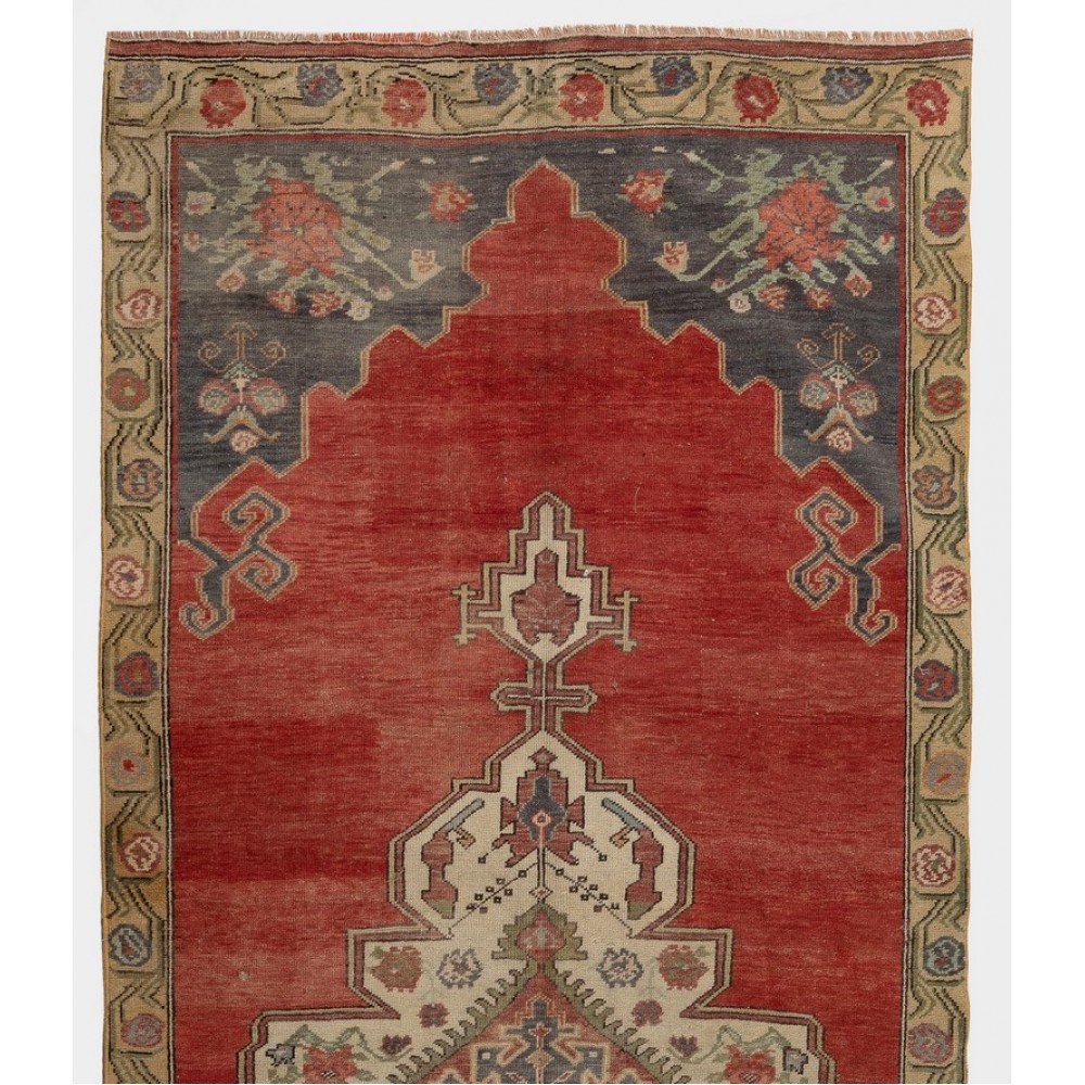 Traditional Vintage Hand-Knotted Turkish Rug, 100% Wool