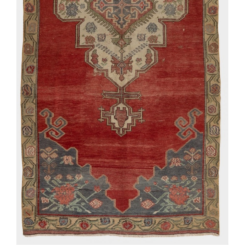 Traditional Vintage Hand-Knotted Turkish Rug, 100% Wool