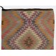 Vintage Anatolian Kilim Runner with Geometric Design. %100 Wool. Reversible