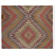 Vintage Anatolian Kilim Runner with Geometric Design. %100 Wool. Reversible