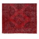 Vintage Handmade Konya Sille Runner Rug Overdyed in Red Color for Hallway Decor