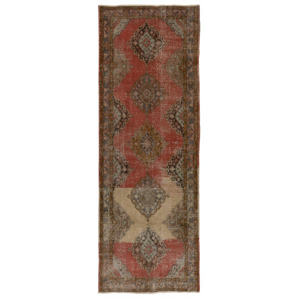 One-of-a-Kind Handmade Vintage Turkish Village Runner Rug for Hallway