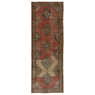 One-of-a-Kind Handmade Vintage Turkish Village Runner Rug for Hallway