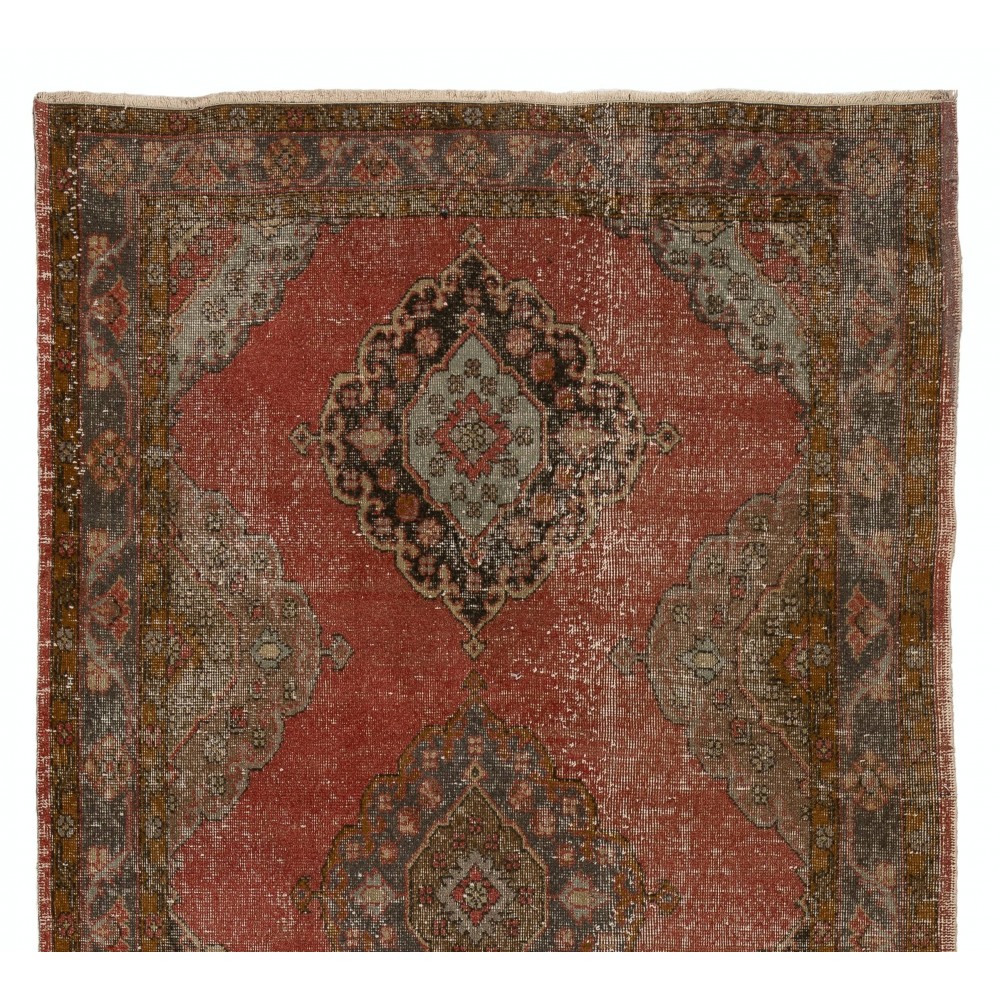 One-of-a-Kind Handmade Vintage Turkish Village Runner Rug for Hallway