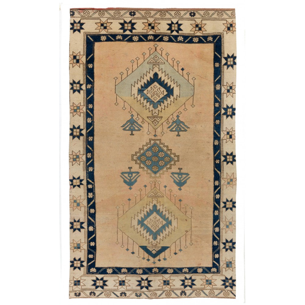 Vintage Handmade Central Anatolian Rug, 100% Wool