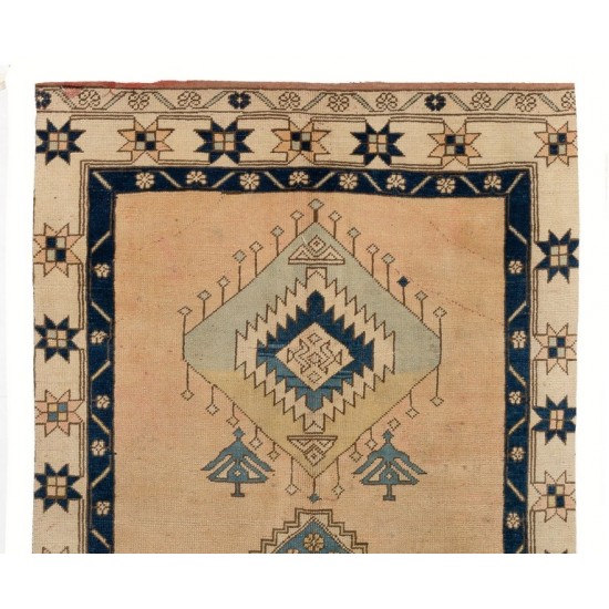 Vintage Handmade Central Anatolian Rug, 100% Wool