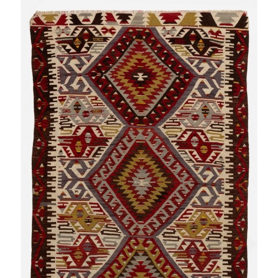 Vintage Central Anatolian Runner Kilim, 100% Wool