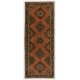 Hand-Knotted Vintage Turkish Runner Rug. Traditional Wool Carpet for Hallway