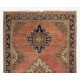 Hand-Knotted Vintage Turkish Runner Rug. Traditional Wool Carpet for Hallway