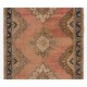 Hand-Knotted Vintage Turkish Runner Rug. Traditional Wool Carpet for Hallway