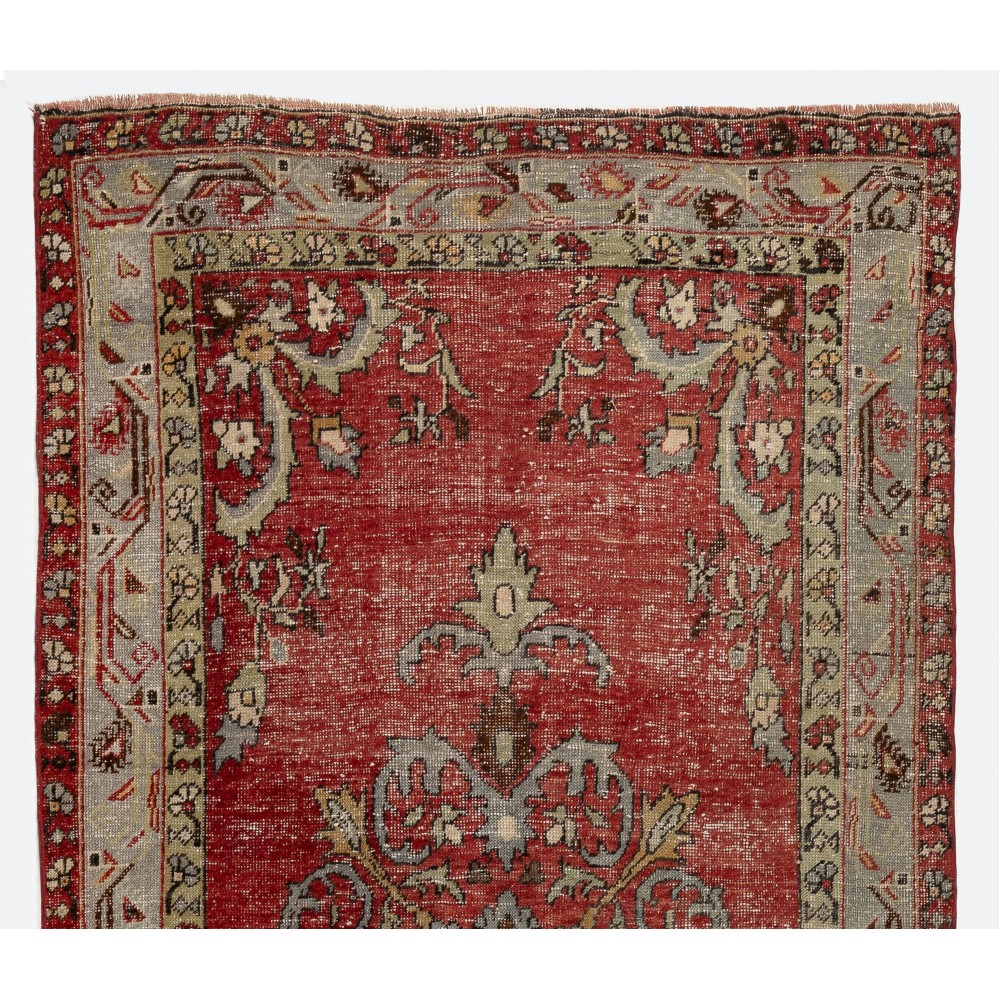 Unique Vintage Hand-knotted Wool Turkish Runner Rug