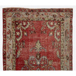 Unique Vintage Hand-knotted Wool Turkish Runner Rug