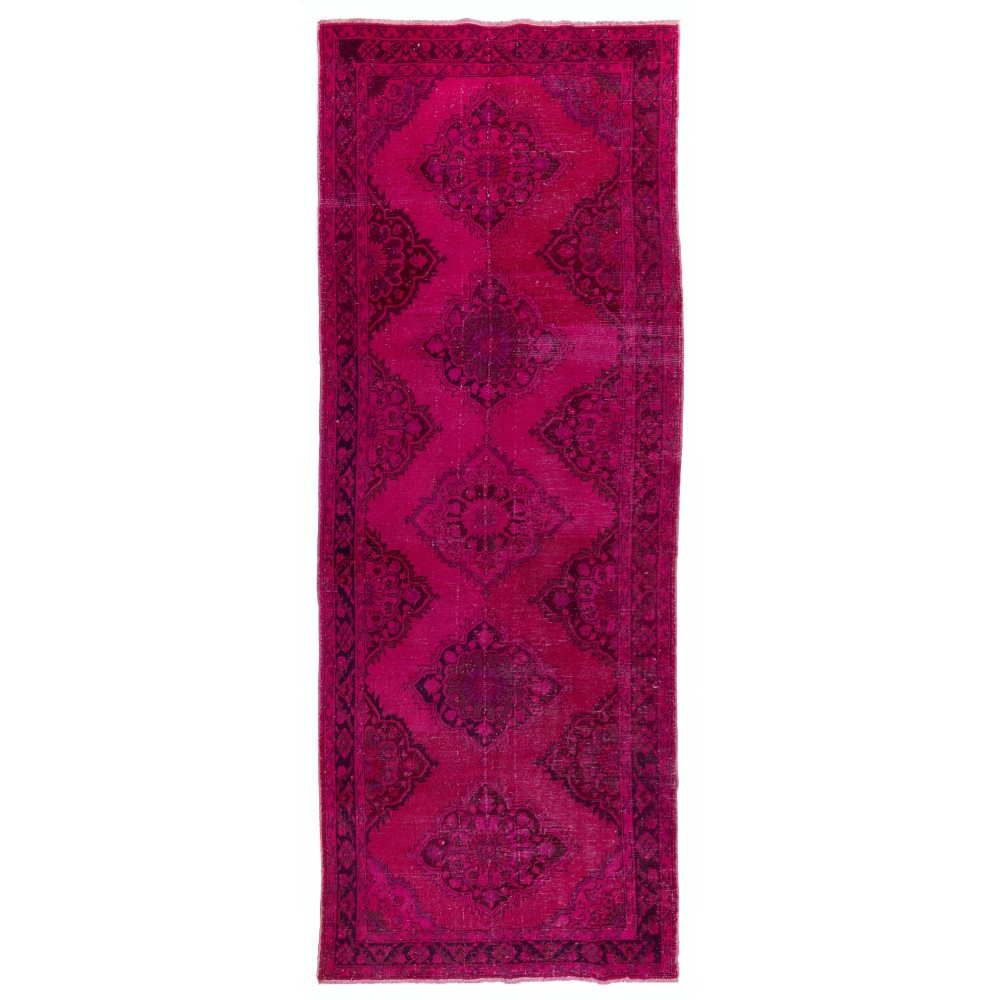 Pink Color Over-dyed Handmade Vintage & Modern Turkish Runner