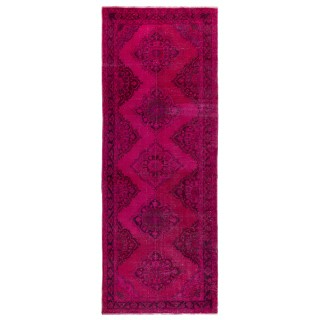 Pink Color Over-dyed Handmade Vintage & Modern Turkish Runner