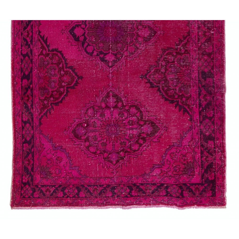 Pink Color Over-dyed Handmade Vintage & Modern Turkish Runner