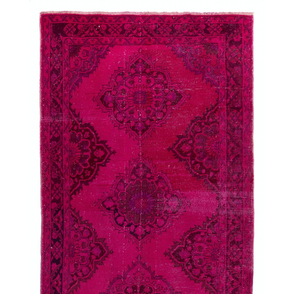 Pink Color Over-dyed Handmade Vintage & Modern Turkish Runner Pink Color Over-dyed Handmade Vintage & Modern Turkish Runner
